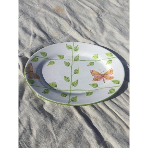 11” spring platter Easter butterfly dinner party gathering green Italy Italian - Picture 1 of 9